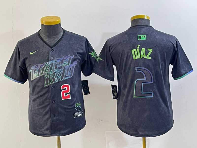 Youth Tampa Bay Rays #2 Yandy Diaz Charcoal 2024 City Connect Player Number Limited Cool Base Jerseys->mlb youth jerseys->MLB Jersey